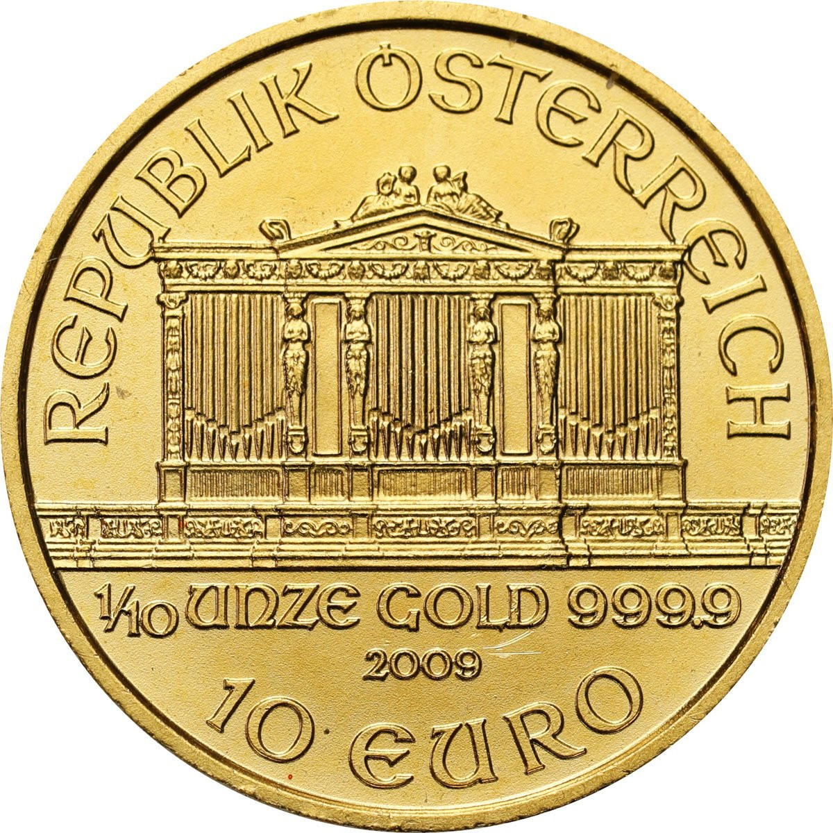 Austria 10 Euro 2009 Filharmonicy 1/10 uncji złota